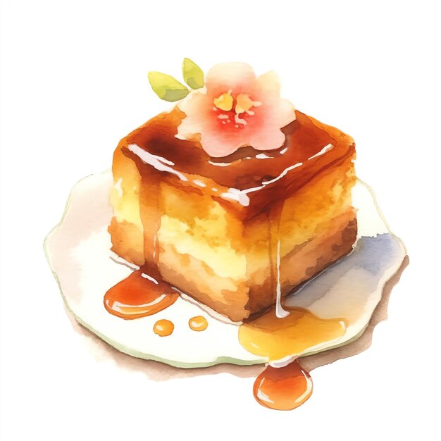 Anmitsu Delights Vibrant Watercolor Clipart of Japanese Dessert on a White Canvas