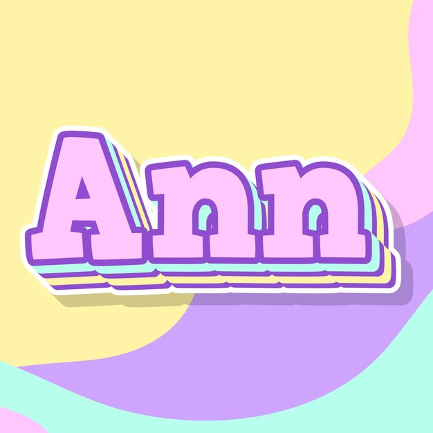 Ann typography 3d design cute text word cool background photo jpg