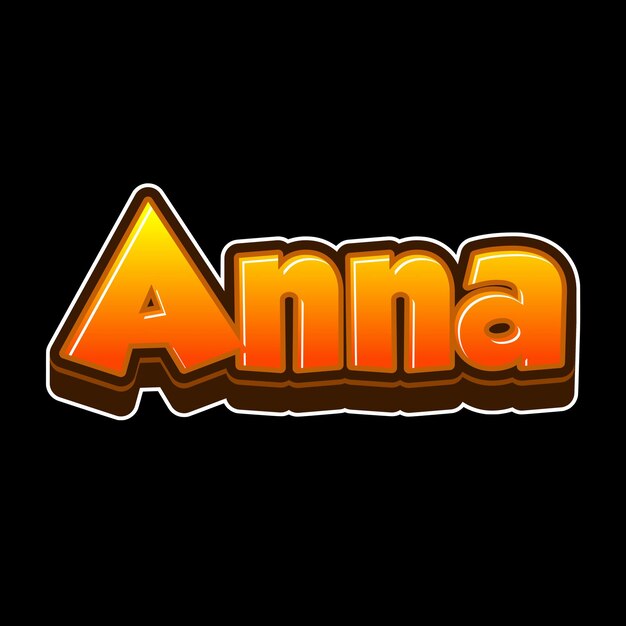 Anna Text 3D Orange Black Background Photo JPG