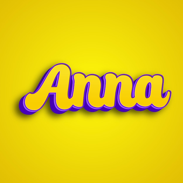 Anna typography 3d design yellow pink white background photo jpg