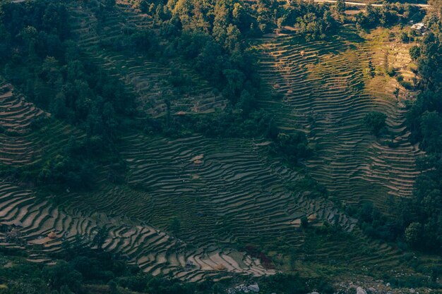 Photo annapurna south in the morning himalayas nepal