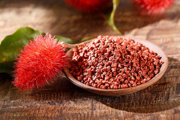 Annatto 종자 Onoto Annatto Bixa orellana 천연 붉은 색소