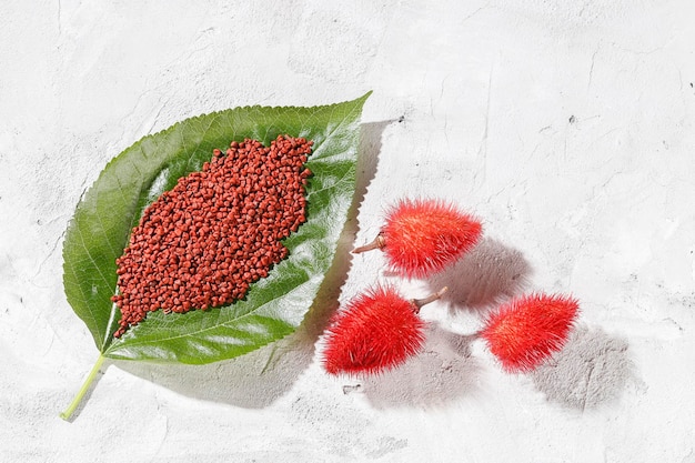 Annatto 종자 Onoto Annatto Bixa orellana 천연 붉은 색소