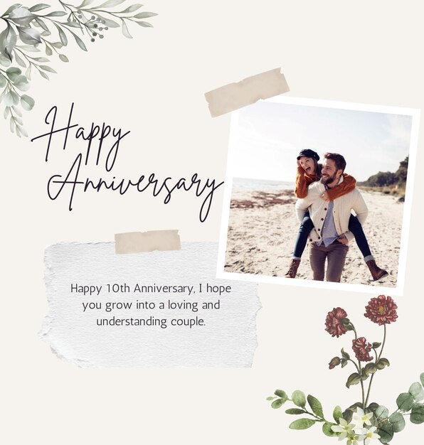 Photo anniversary card with a couple on it