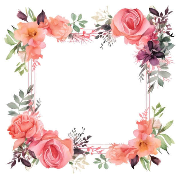 Anniversary Frame Square Design Floral Art Isolated White Background Celebration Floral Illust