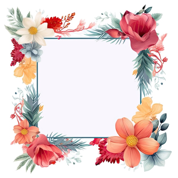 Anniversary Frame Square Design Floral Art Isolated White Background Elegance Celebration