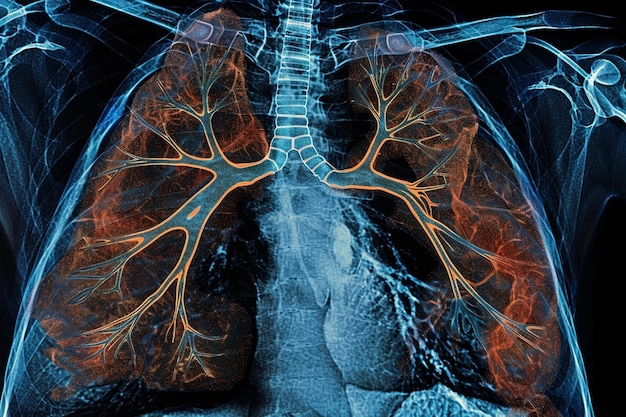 Annotated CT scan of the lungs highlighting nodule generative ai