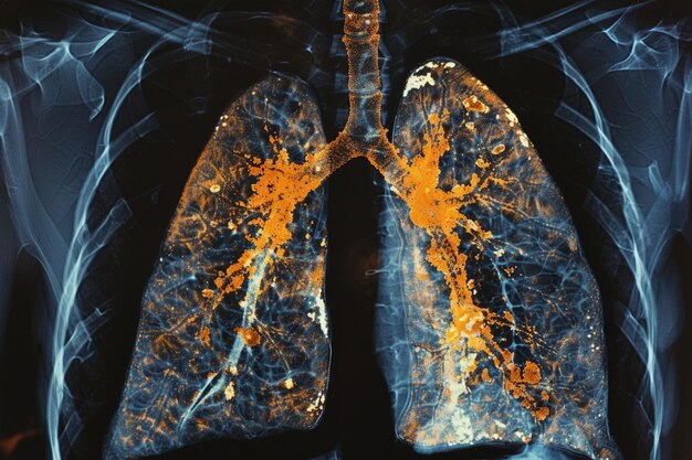 Annotated CT scan of the lungs highlighting nodule generative ai