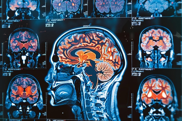 Annotated diagram of a SPECT scan showing brain ac generative ai