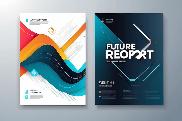 年次報告書 2018 未来のビジネス テンプレート レイアウト デザイン カバーブック ベクトルイラスト