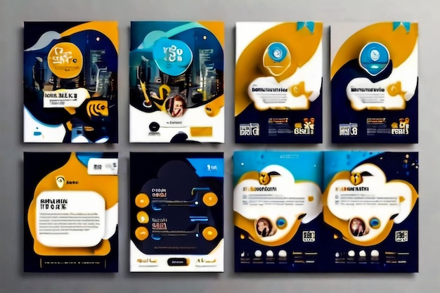 Photo annual report brochure flyer template yellow cover design business advertisement magazine