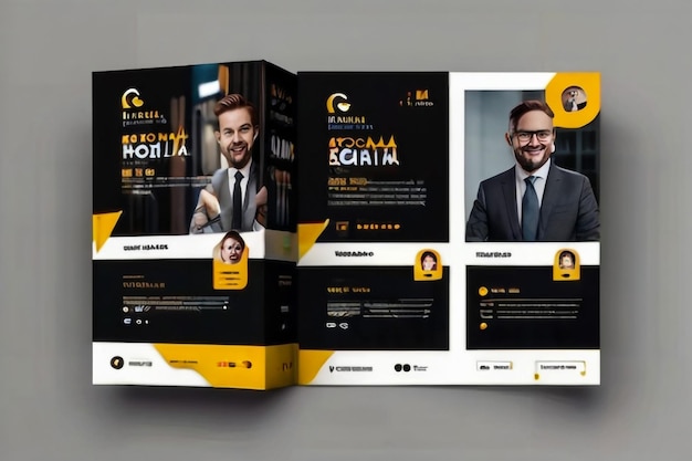 Annual report brochure flyer template Yellow cover design business advertisement magazine