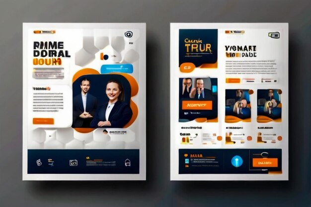 Annual report brochure flyer template Yellow cover design business advertisement magazine