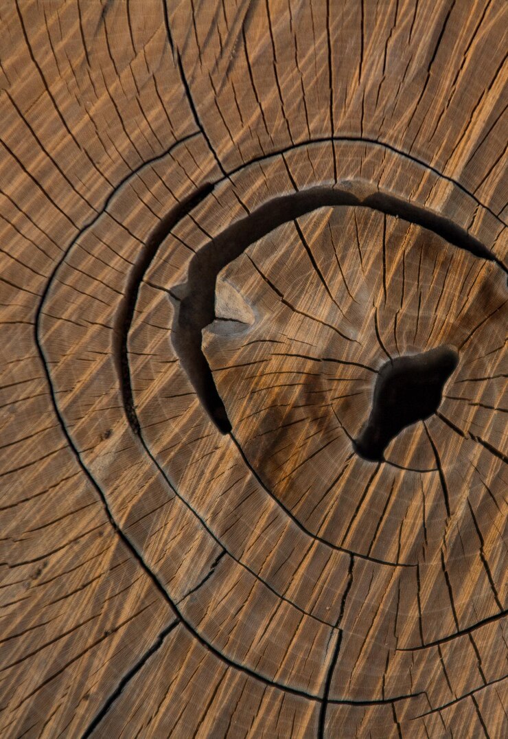 Photo annual rings on a tree disc