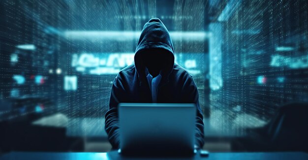 Anonieme hacker Concept van dark web cybercriminaliteit cyberaanval