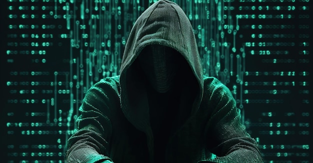 Anonieme hacker concept van dark web cybercriminaliteit cyberaanval