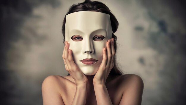 Anonieme vrouw die haar gezicht met papier bedekt