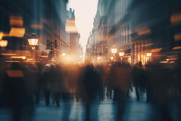 Anonymous crowd of people in the street