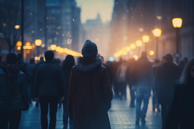 Anonymous crowd of people in the street