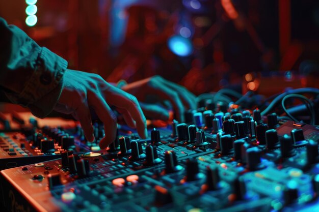 Anonymous DJ mixing music at festival