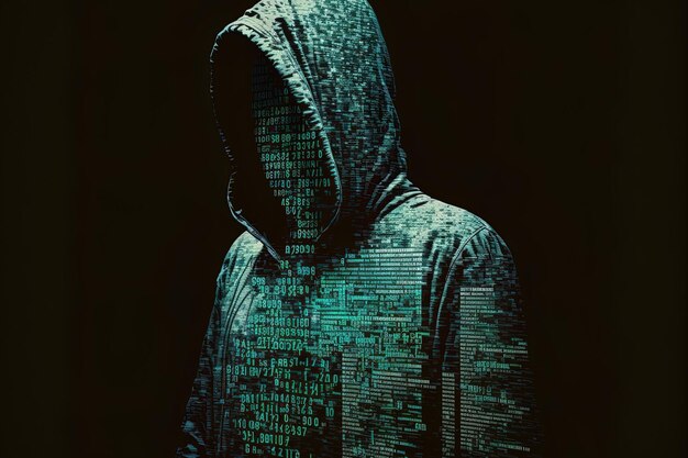 anonymous hacker using a binary computer interface