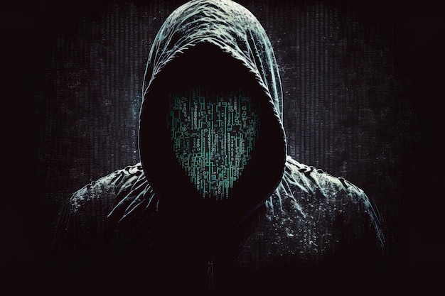 Anonymous hacker using a binary interface for computer code