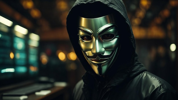 マスクをかぶった匿名ハッカー