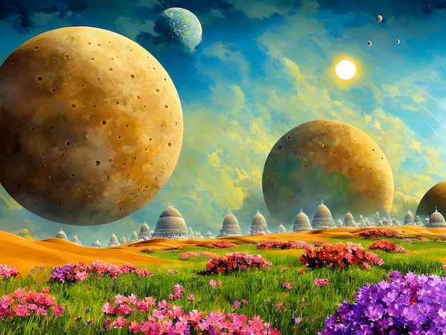 Photo another planet city trisolaris world