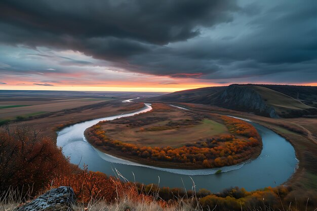 Photo another view of the overcast autumn sunset