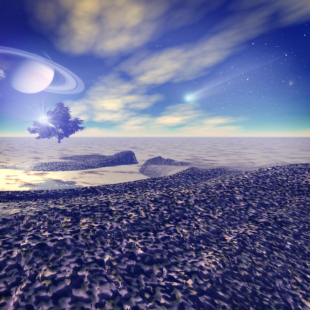 Photo another world fantastic landscape 3d rendered image