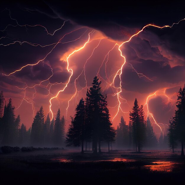 another world, lightning trees