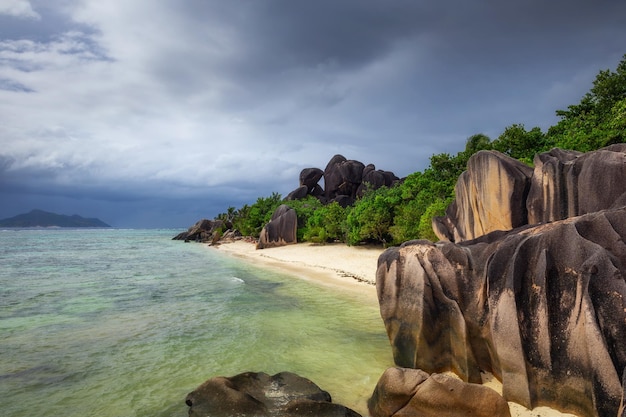 Anse Source D'argent strand op het eiland La Digue Seychellen