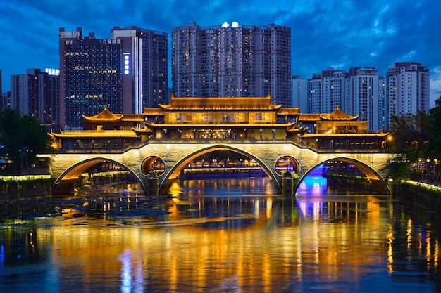 Foto anshun brug's nachts chengdu china