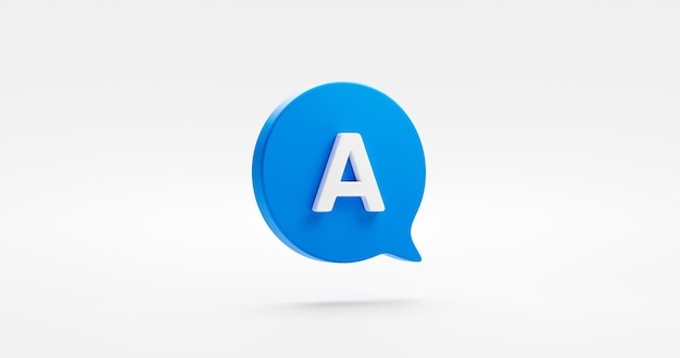 Photo answer 3d icon isolated on white background with information blue message bubble symbol or faq frequently ask question symbol and business web support search user problem assistance help solution