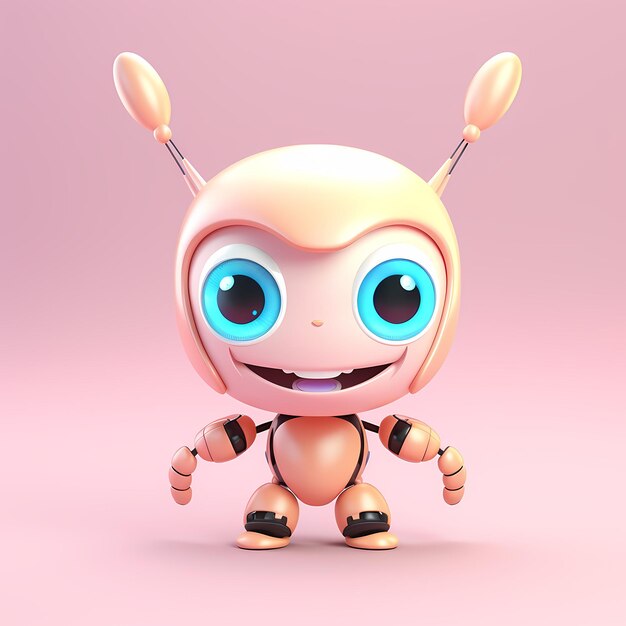 Ant dynamic adorable expression tiny cute isometric emoji soft pastel colors