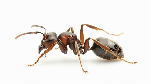 Ant Isolated on White Background CloseUp Shot of Brown and Black Ant with Antennae