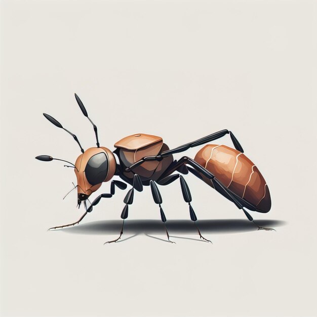 Ant on a white background Vector illustration generative ai