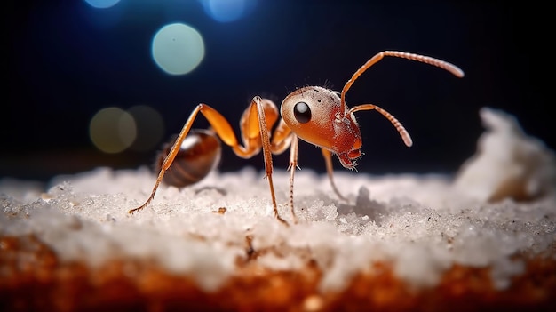 Ant on white sugar beautiful ant high contrast