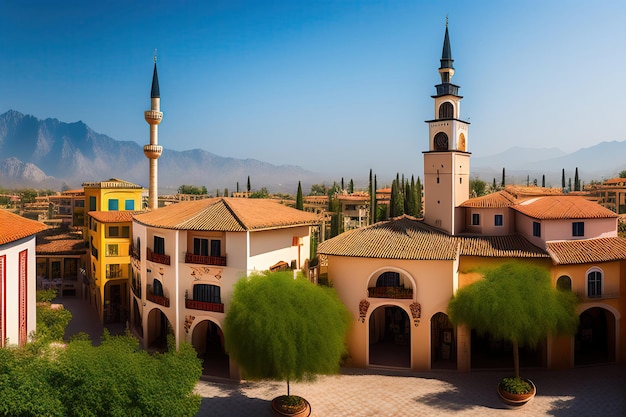 Photo antalya turkey july 2021 view of saat kulesi clock tower and yivli minaret