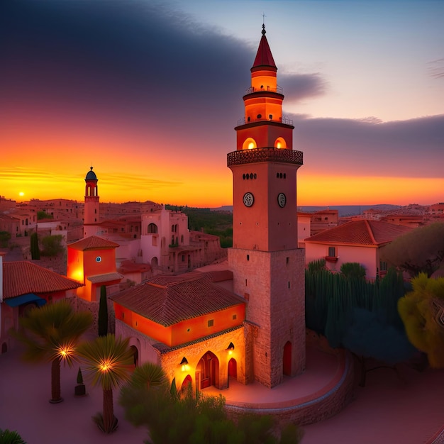 Photo antalya turkey july 2021 view of saat kulesi clock tower and yivli minaret
