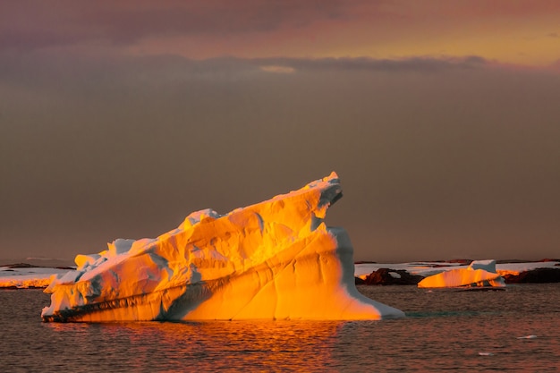 Antarctic Glacier with cavities. Beautiful winter background.