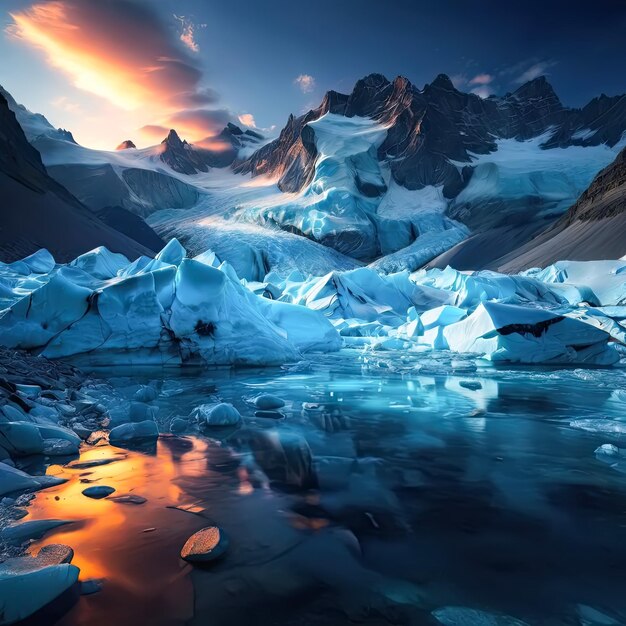 Photo antarctic melting glacier climate change global warming environment