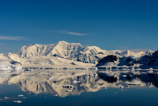 反射と南極海の風景