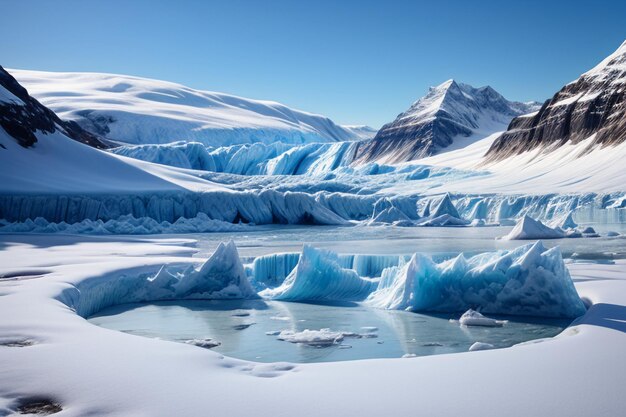 Antarctica arctic thick glaciers snow snow mountains cold wallpaper background landscape