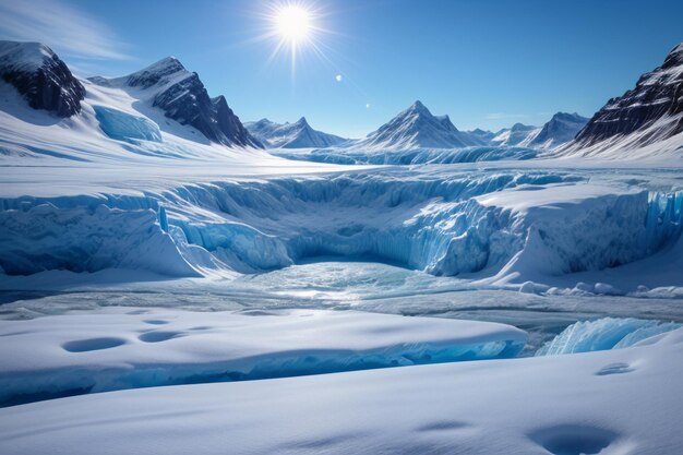 Antarctica arctic thick glaciers snow snow mountains cold wallpaper background landscape