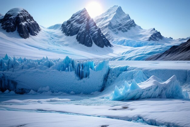 Antarctica arctic thick glaciers snow snow mountains cold wallpaper background landscape