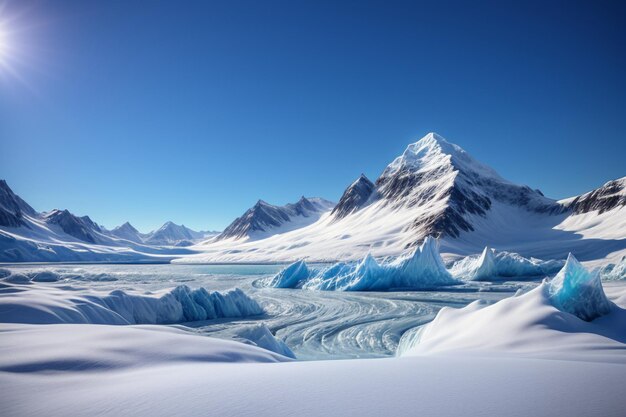 Antarctica arctic thick glaciers snow snow mountains cold wallpaper background landscape