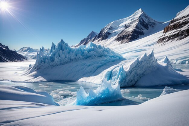 Antarctica arctic thick glaciers snow snow mountains cold wallpaper background landscape