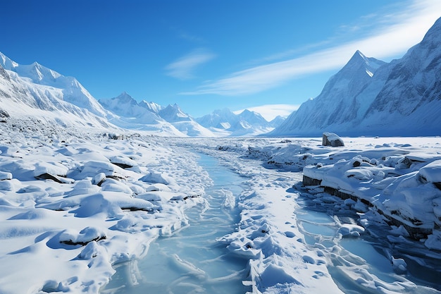 Antarctica arctische gletsjer dikke sneeuw besneeuwde bergen koude wallpaper achtergrond