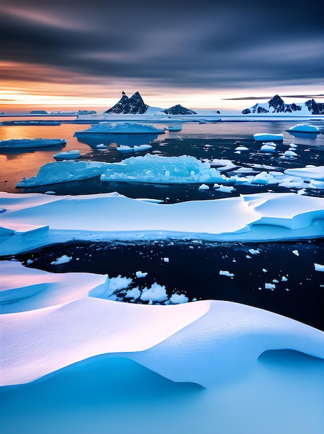 남극은 날카로운 초점과 매우 상세한 고도로 탁월합니다.